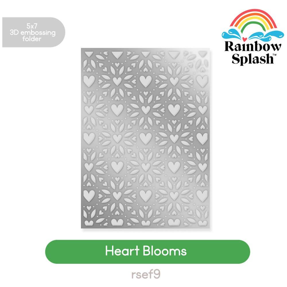 Rainbow Splash Embossing Folder Heart Blooms rsef9