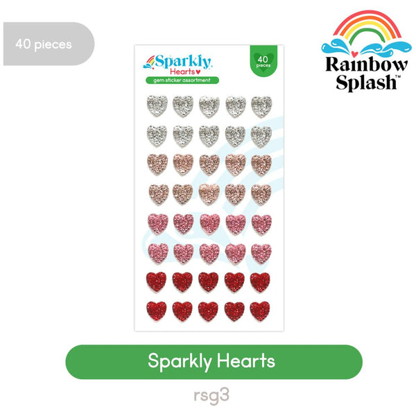 Rainbow Splash Sparkly Hearts Gem Sticker Assortment rsg3 – Simon