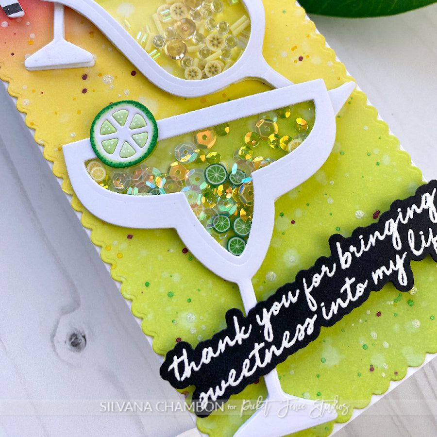 Picket Fence Studios Make It Dirty Clear Stamps s-202 thank you margarita card