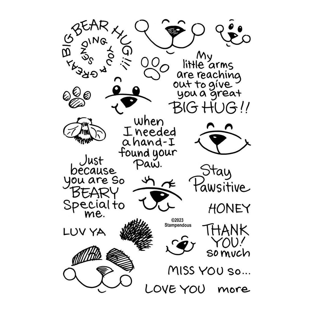 STP-200 Stampendous Bear Hugs Faces and Sentiments Clear Stamps