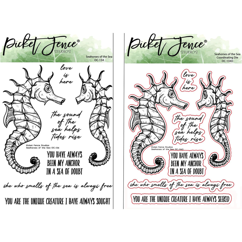 Picket Fence Studios Seahorses of the Sea Stamp and Die Bundle