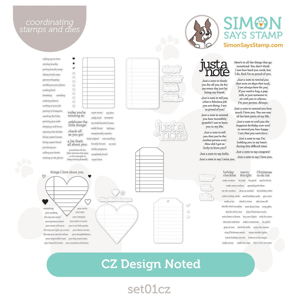 CZ Design Stamps and Dies Noted Bundle