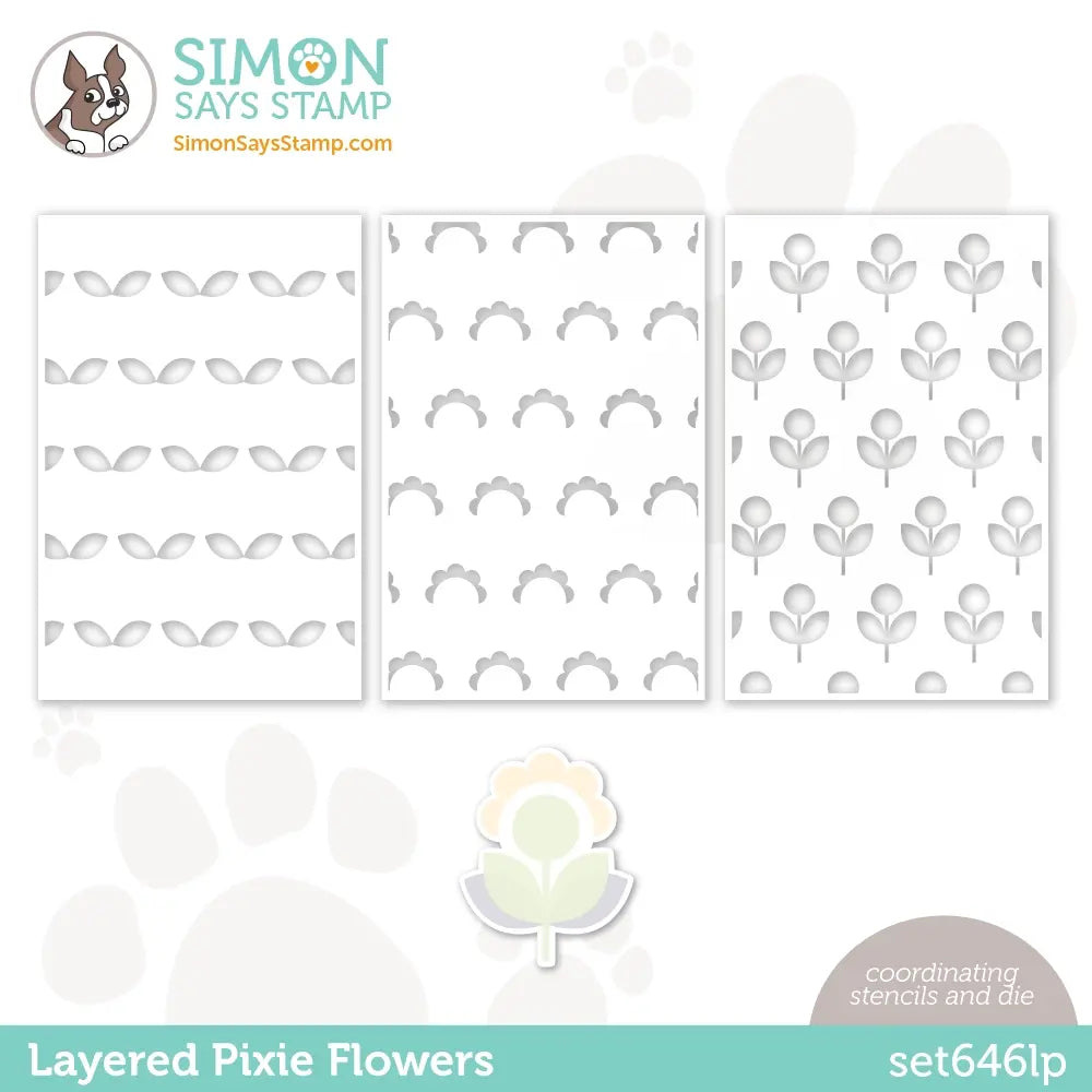 Simon Says Stamp Die And Stencil Layered Pixie Flowers set646lp Out Of This World