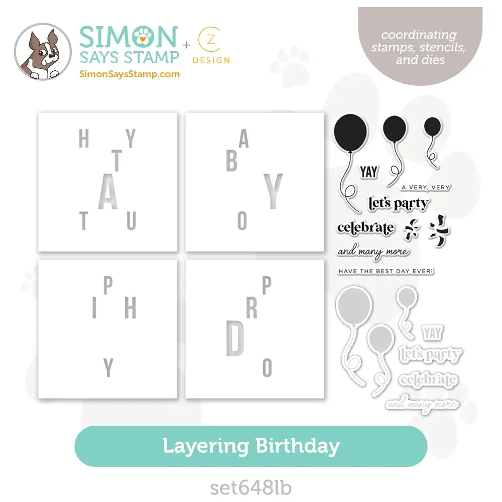 CZ Design Stamps Dies And Stencils Layering Birthday Add Ons set648lb Out Of This World