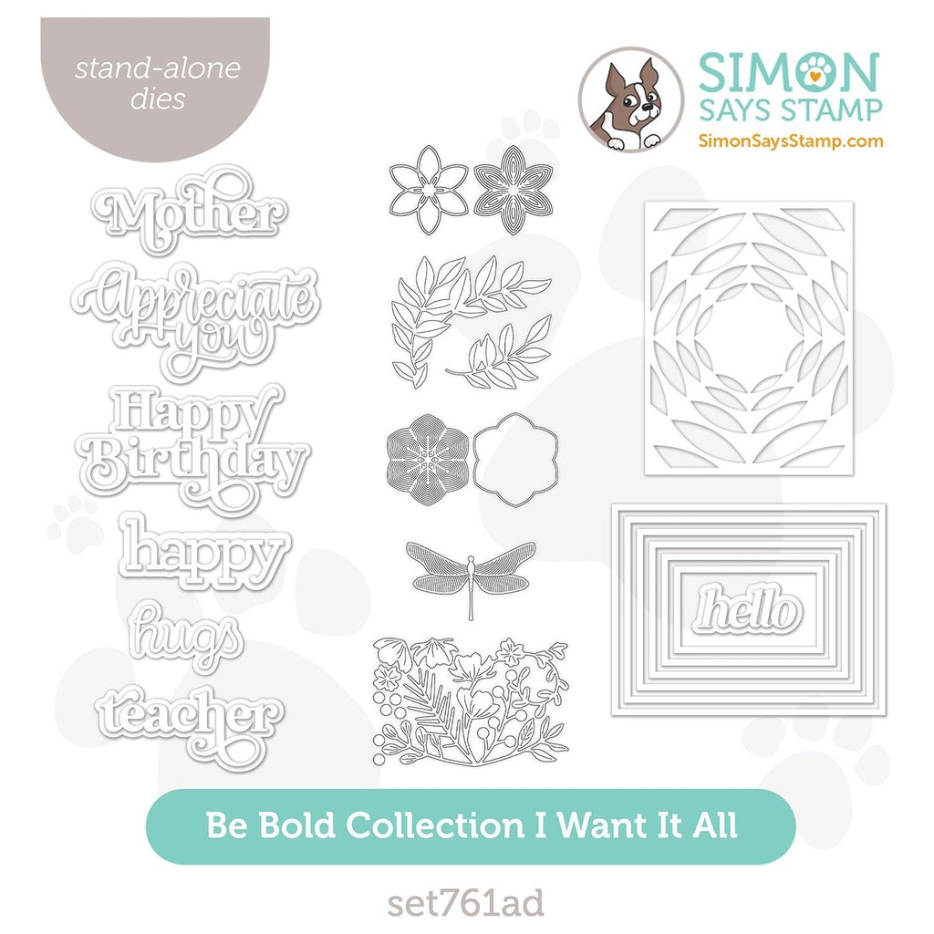 Simon Says Stamp Be Bold Collection I Want It All Wafer Dies