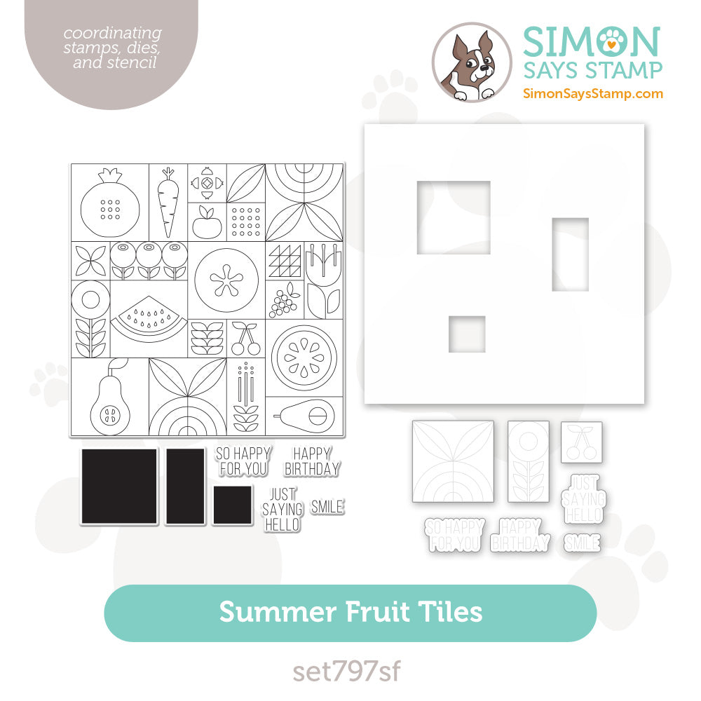 Simon Says Stamps Dies and Stencils Summer Fruit Tiles set797sf Sunny Vibes