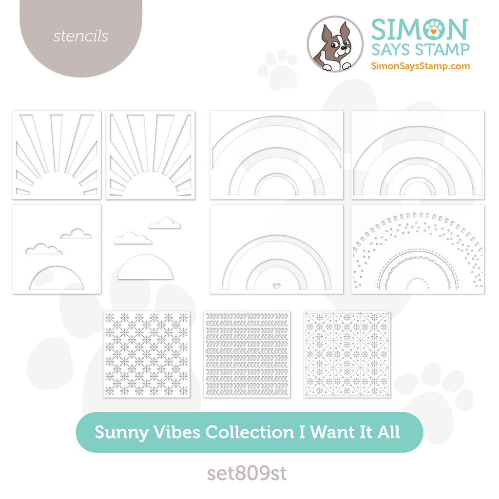 Simon Says Stamp Sunny Vibes Collection I Want It All Stencils set809st