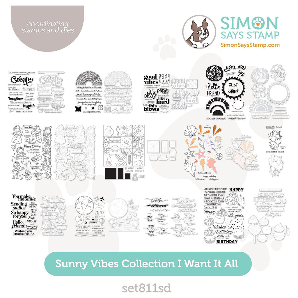 Simon Says Stamp Sunny Vibes Collection I Want It All Stamps And Coordinating Dies set811sd