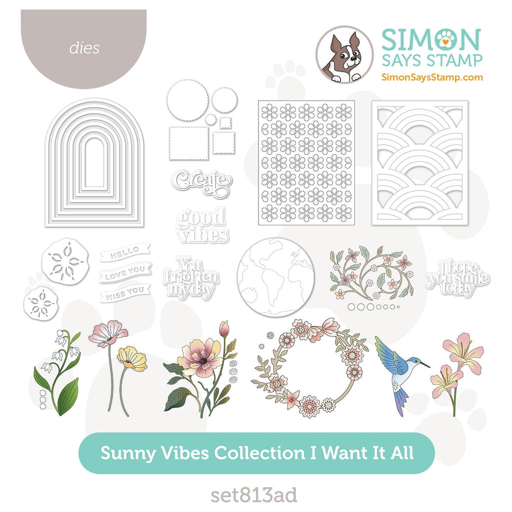 Simon Says Stamp Sunny Vibes Collection I Want It All Wafer Dies set813ad