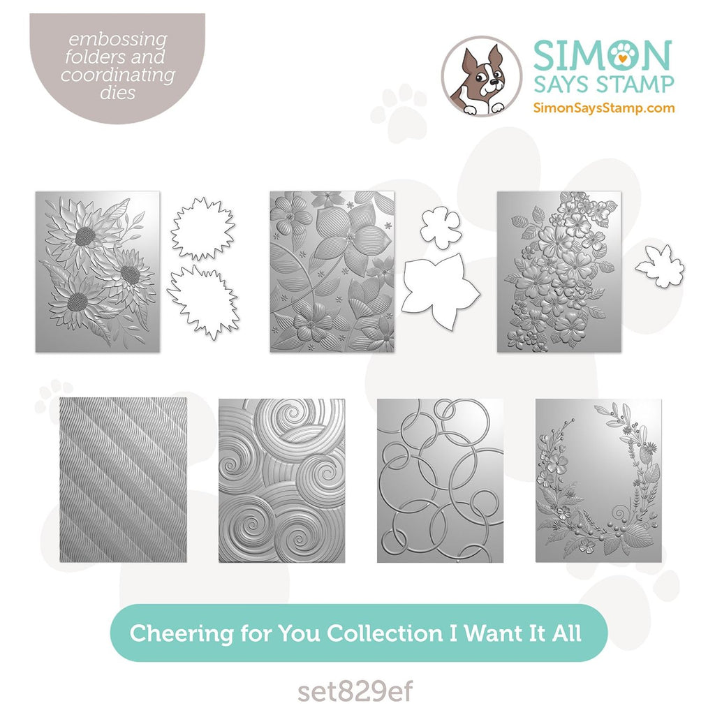 Simon Says Stamp Celebrate Collection I Want It All Embossing Folders set829ef