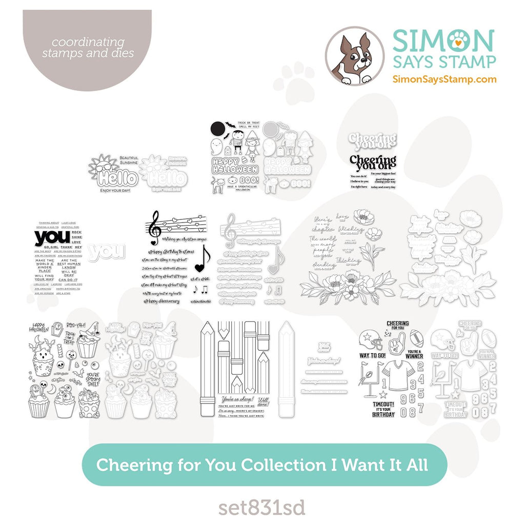 Simon Says Stamp Celebrate Collection I Want It All Stamps And Coordinating Dies set831sd