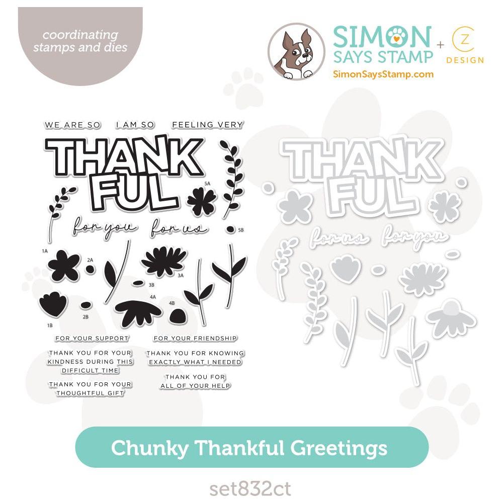 CZ Design Stamps And Dies Chunky Thankful Greetings set832ct