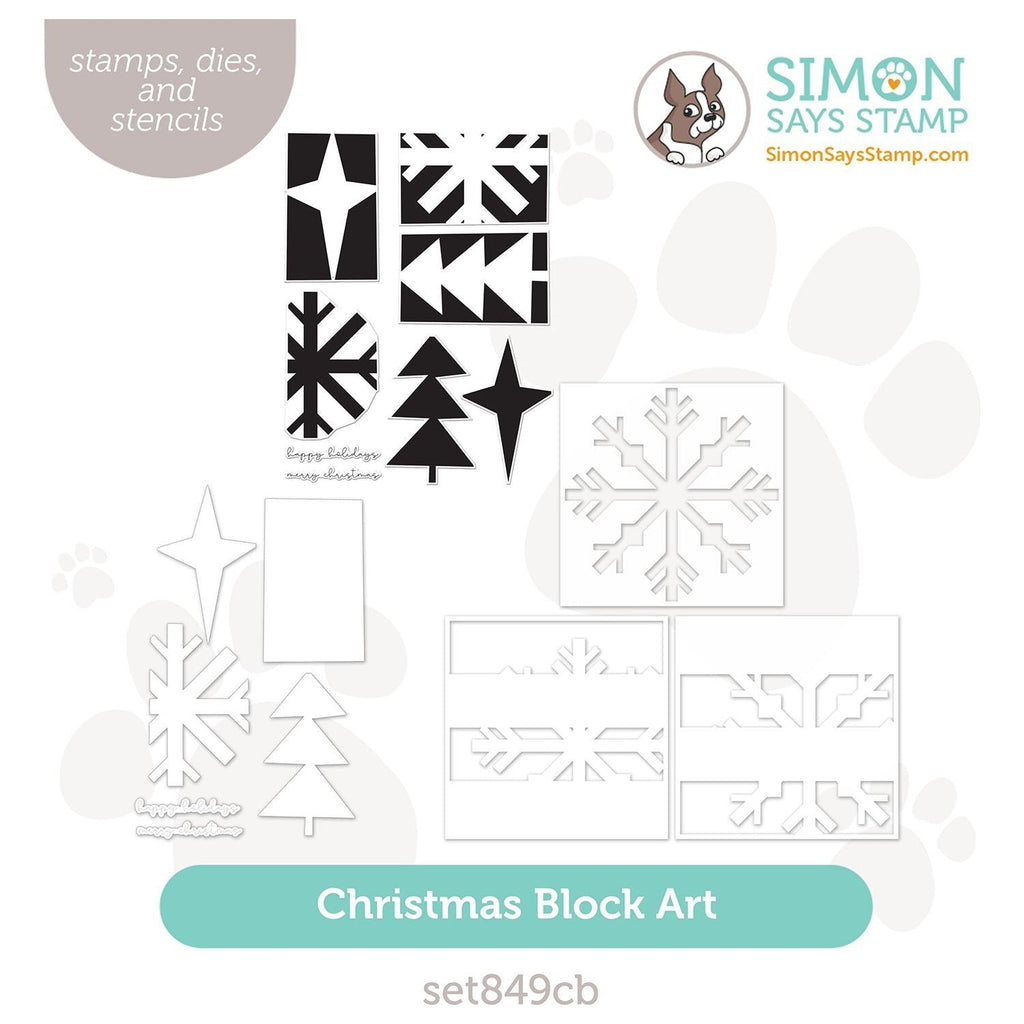 Simon Says Stamps Dies And Stencils Christmas Block Art set849cb Stamptember