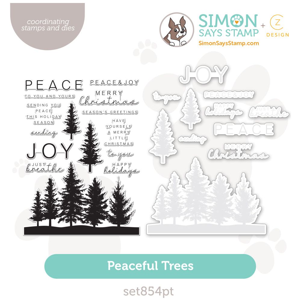 CZ Design Stamps And Dies Peaceful Trees set854pt Stamptember