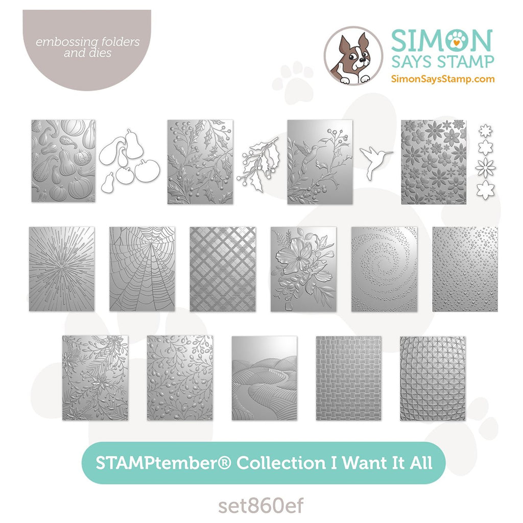 Simon Says Stamp Stamptember I Want It All Embossing Folders set860ef