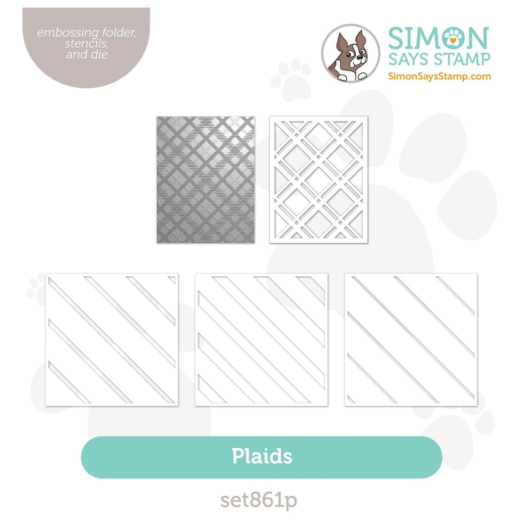 Simon Says Stamp Embossing Folder Dies And Stencil Plaid Bundle set861p Stamptember