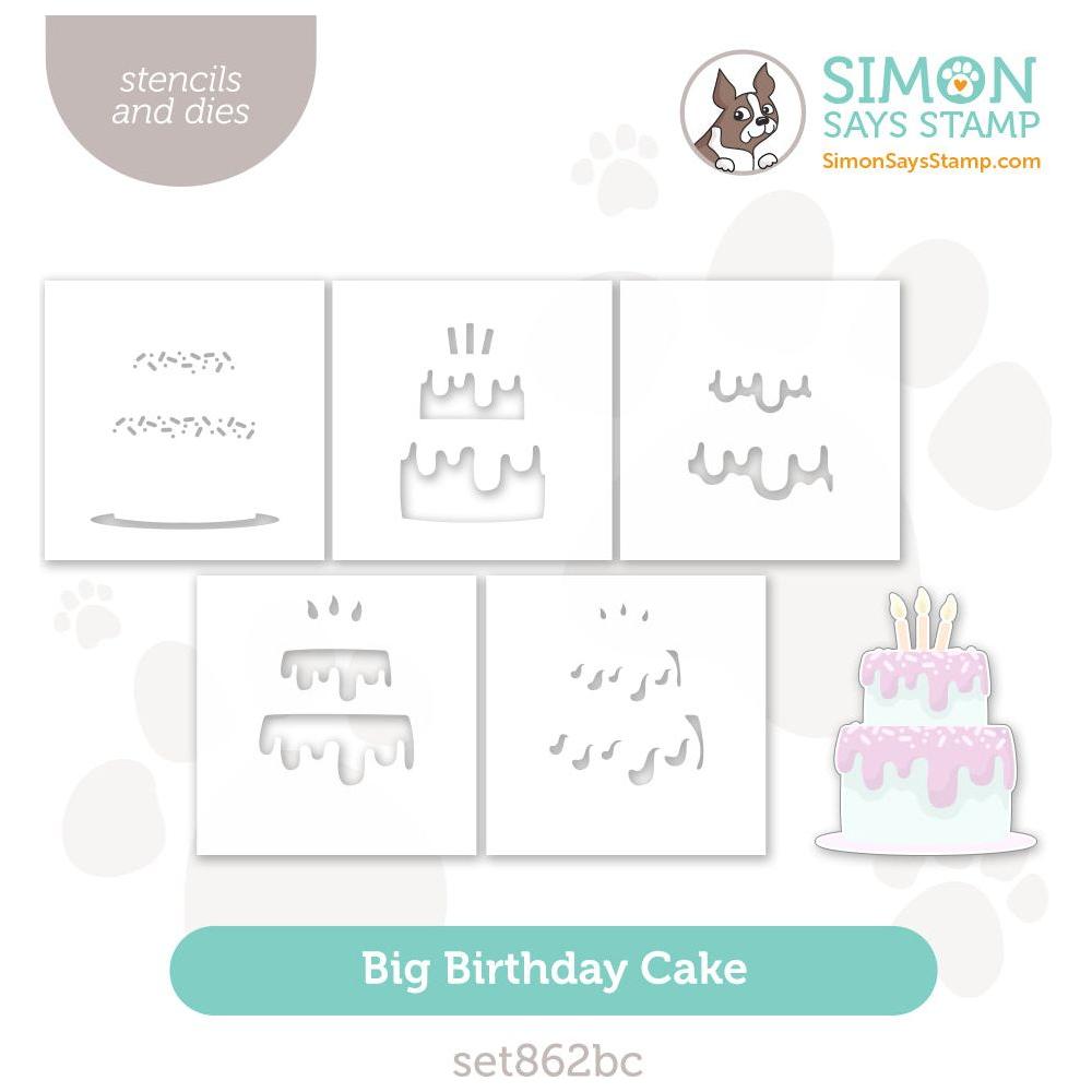 Simon Says Stamp Stencils and Dies Big Birthday Cake set862bc Sweet Wishes