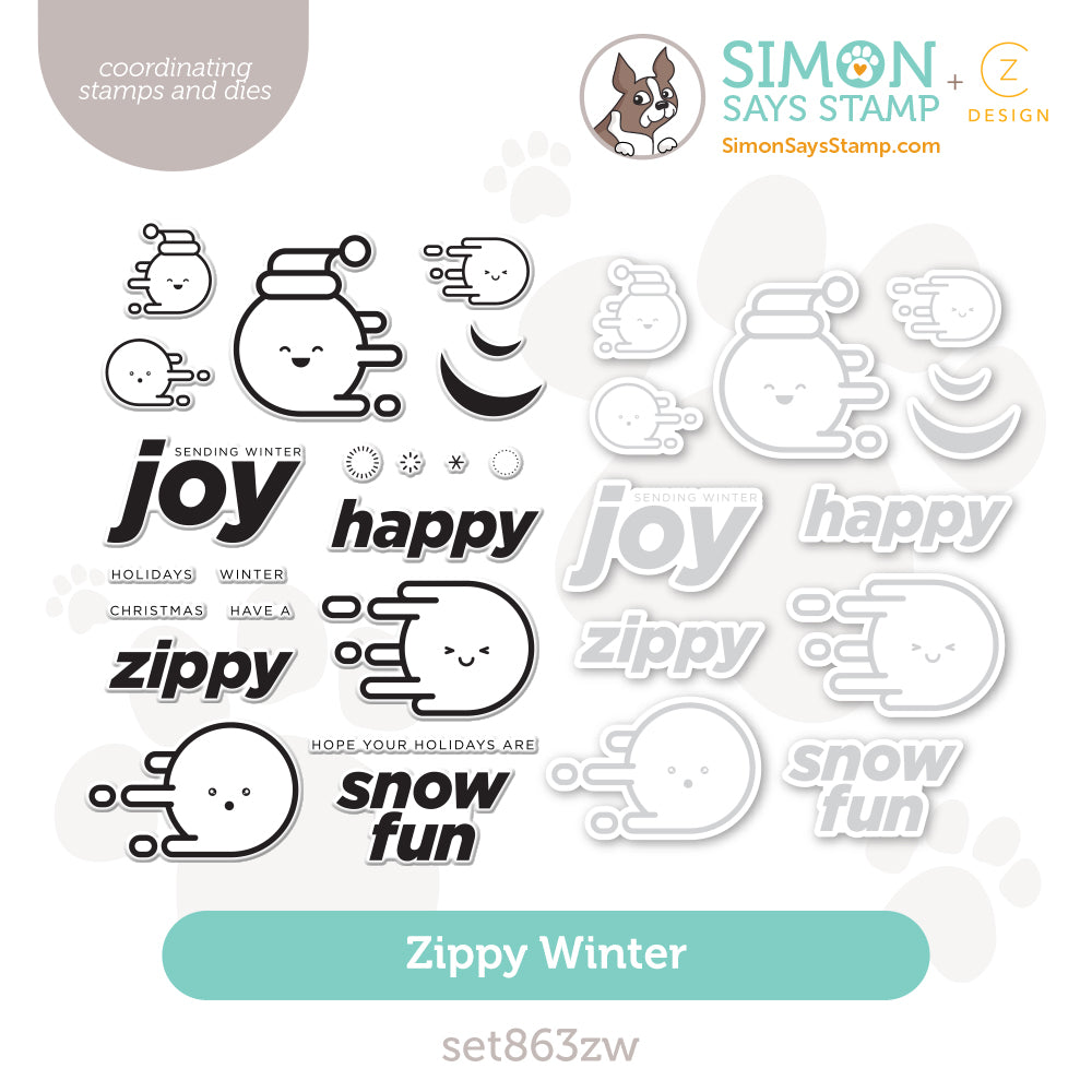 CZ Design Stamps and Dies Zippy Winter set863zw Sweet Wishes