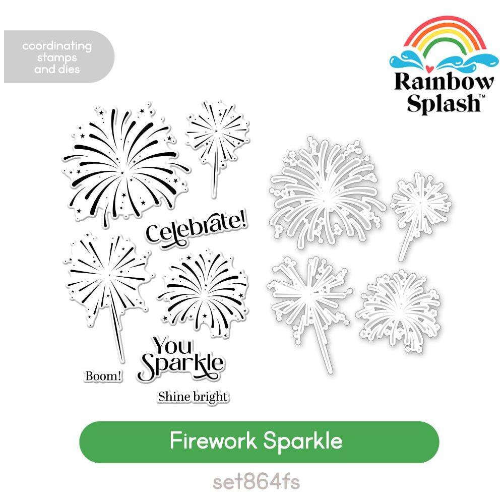 Rainbow Splash Clear Stamps and Dees Firework Sparkle set864fs