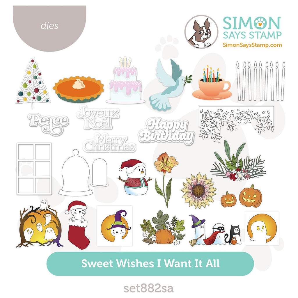 Simon Says Stamp Sweet Wishes Collection I Want It All Wafer Dies set882sa