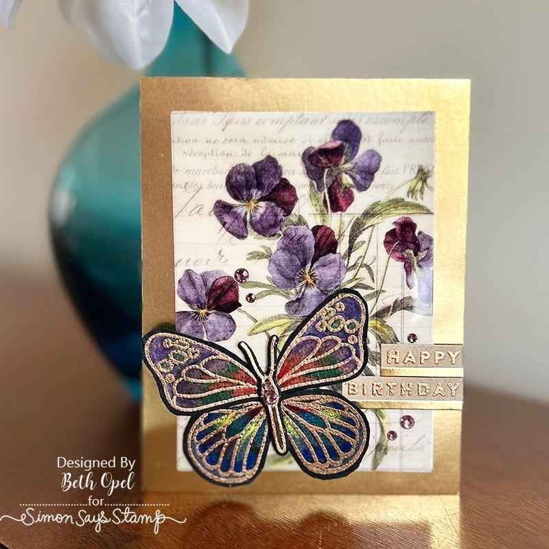 Simon Says Stamps And Dies Mix And Match Butterflies set744mm Splendor Birthday Card