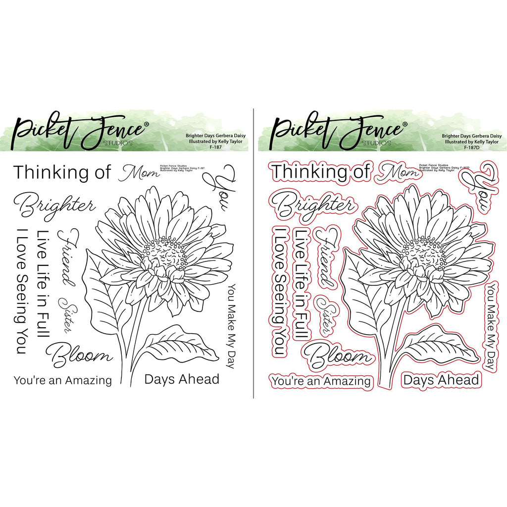 Picket Fence Studios Brighter Days Gerbera Daisy Stamp and Die Bundle