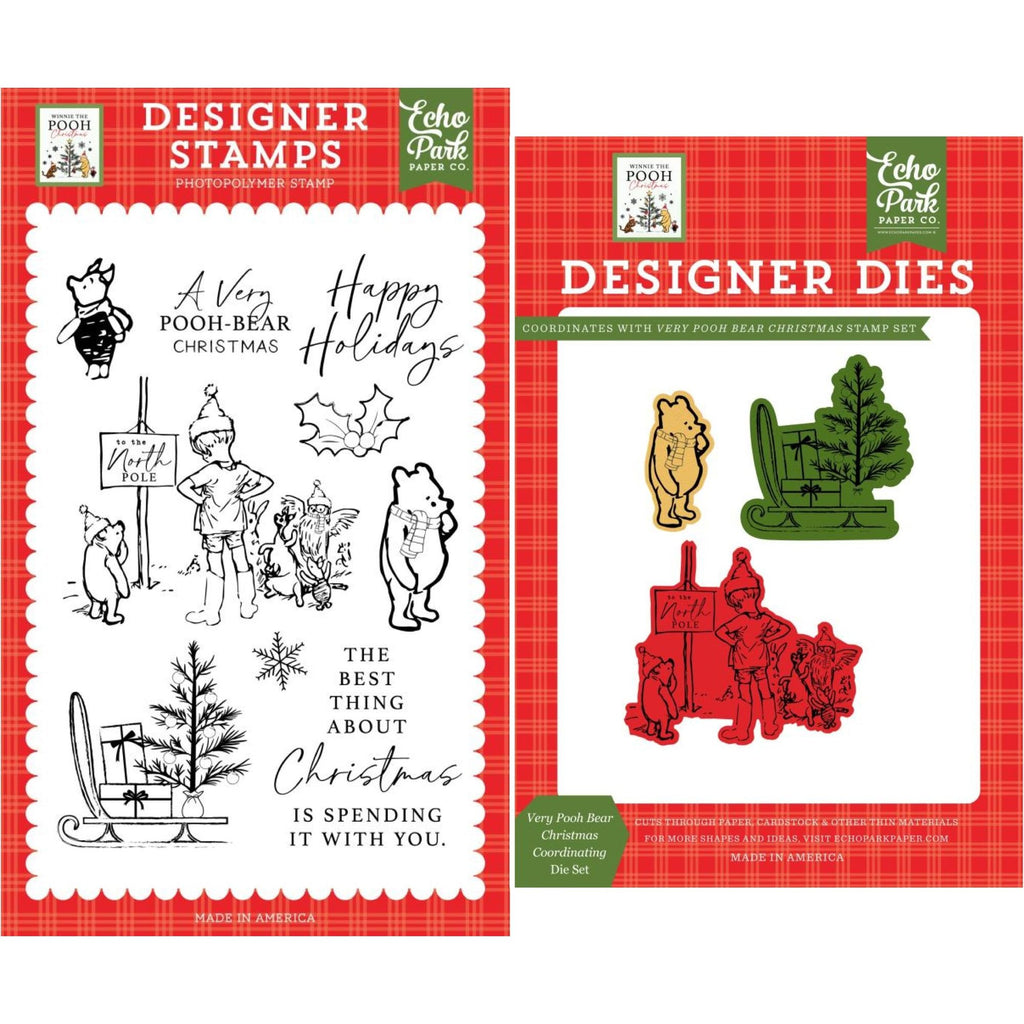 Echo Park Very Pooh Bear Christmas Stamp And Die Bundle