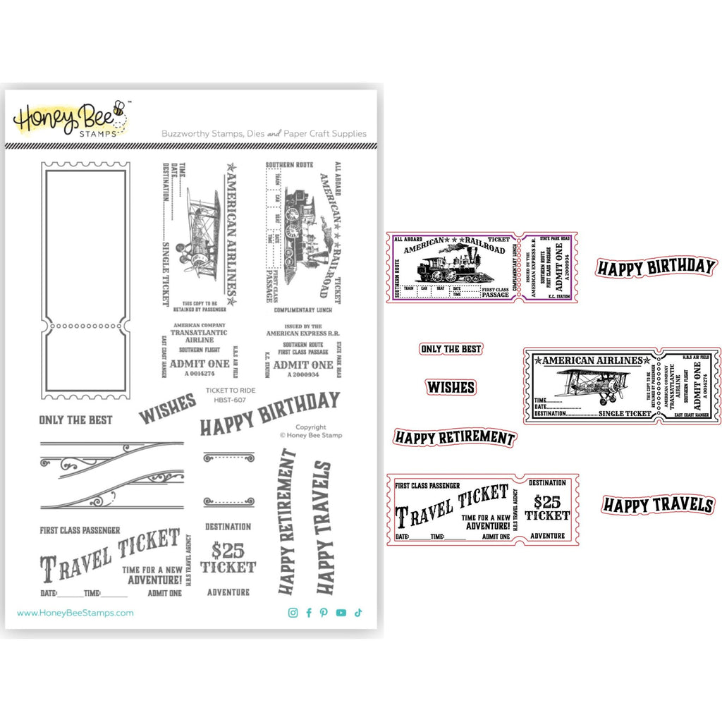 Honey Bee Ticket To Ride Stamp And Die Bundle