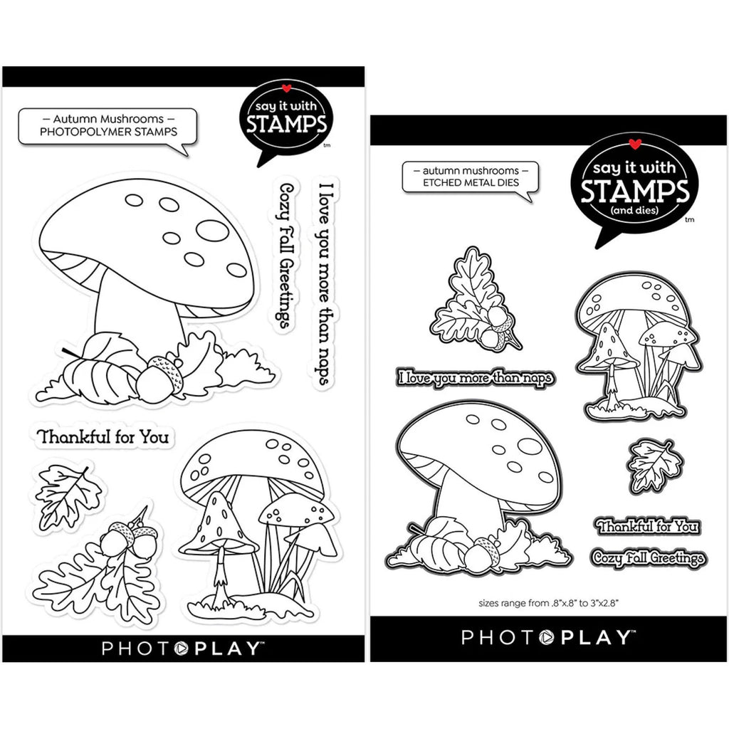 PhotoPlay Autumn Mushrooms Stamps And Dies Bundle