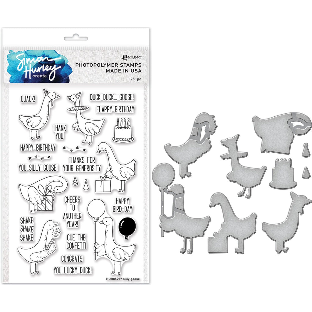 Ranger Simon Hurley Silly Goose Clear Stamps And Dies Bundle