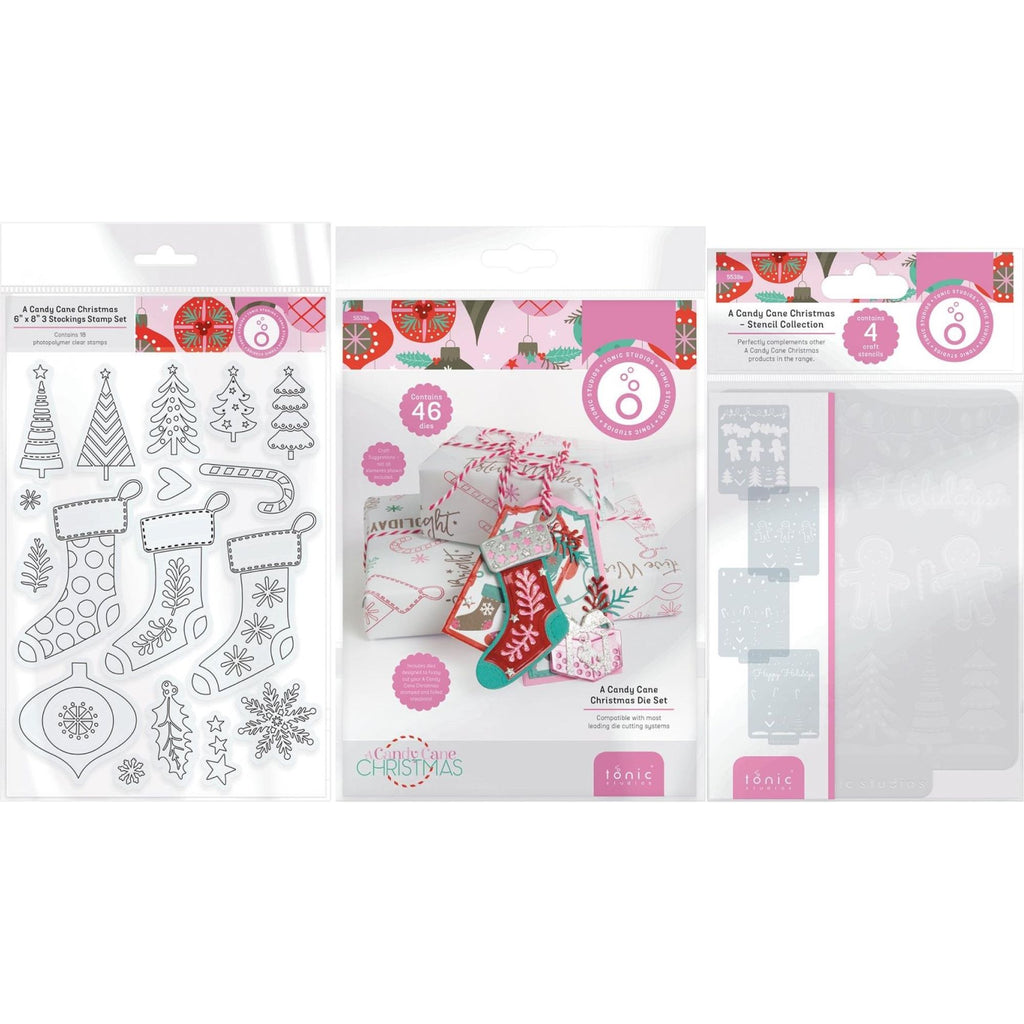 Tonic Candy Cane Stamps Dies And Stencils Bundle