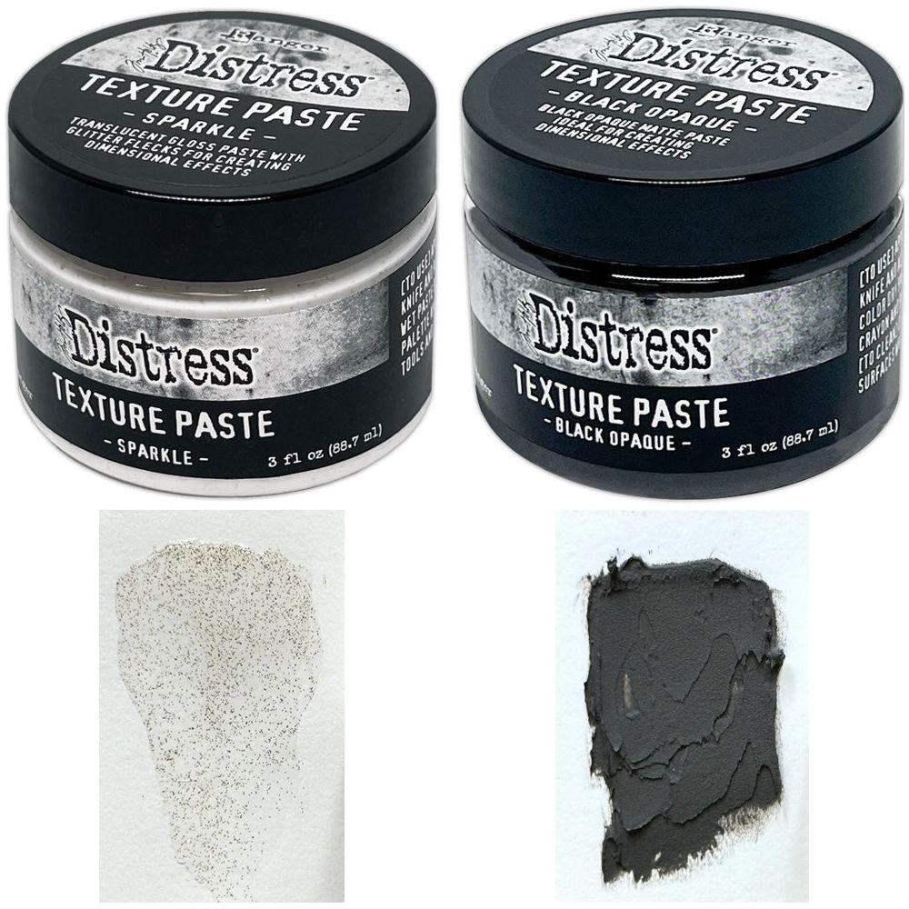 Ranger Tim Holtz Distress Texture Paste Sparkle And Black Opaque Bundle