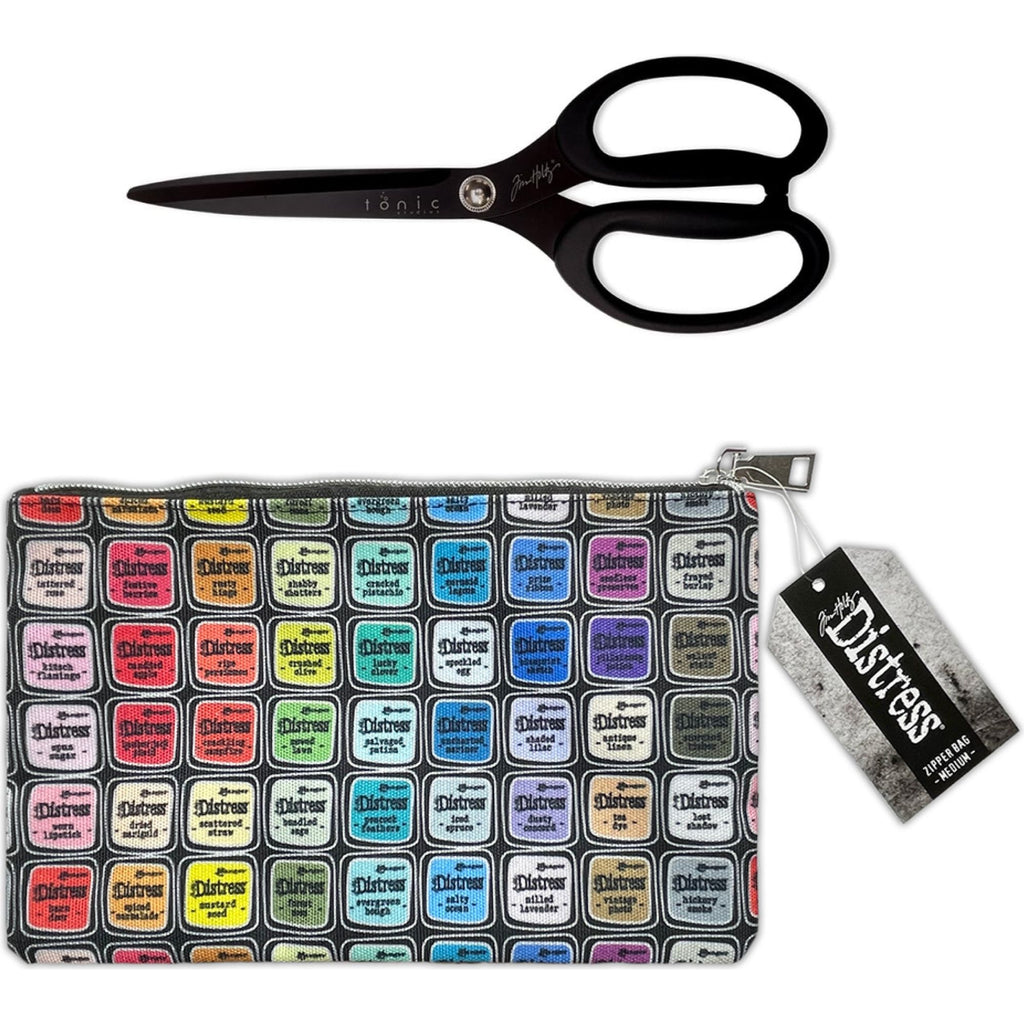 Tim Holtz Medium 6 x 10 Distress Zipper Bag And Tonic Shears Bundle