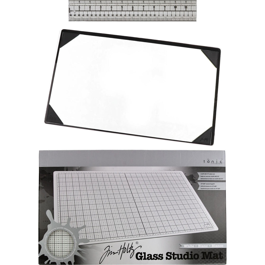 Tim Holtz Tonic Glass Studio Mat Media Ruler and Media Surface Mat Bundle