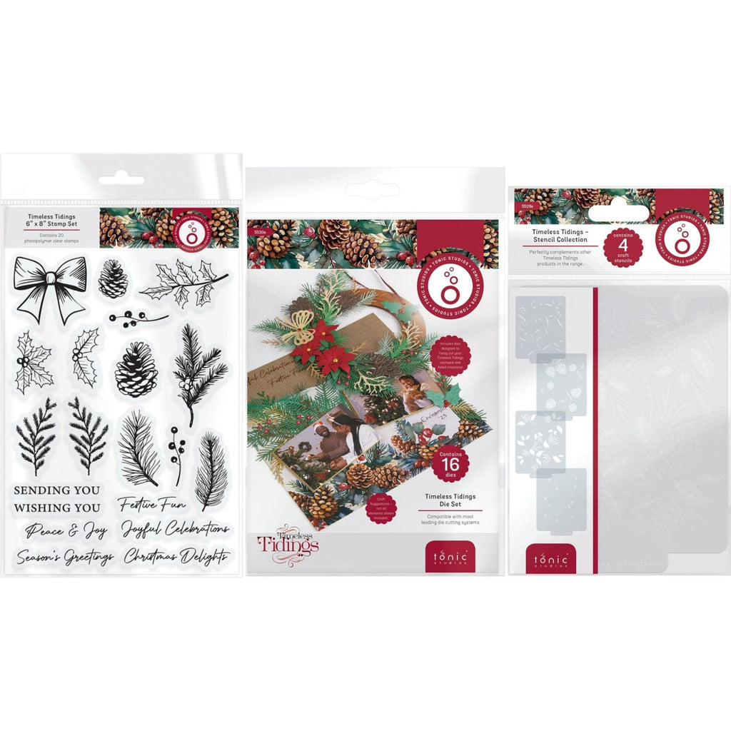 Tonic Timeless Tidings Stamps Dies And Stencils Bundle