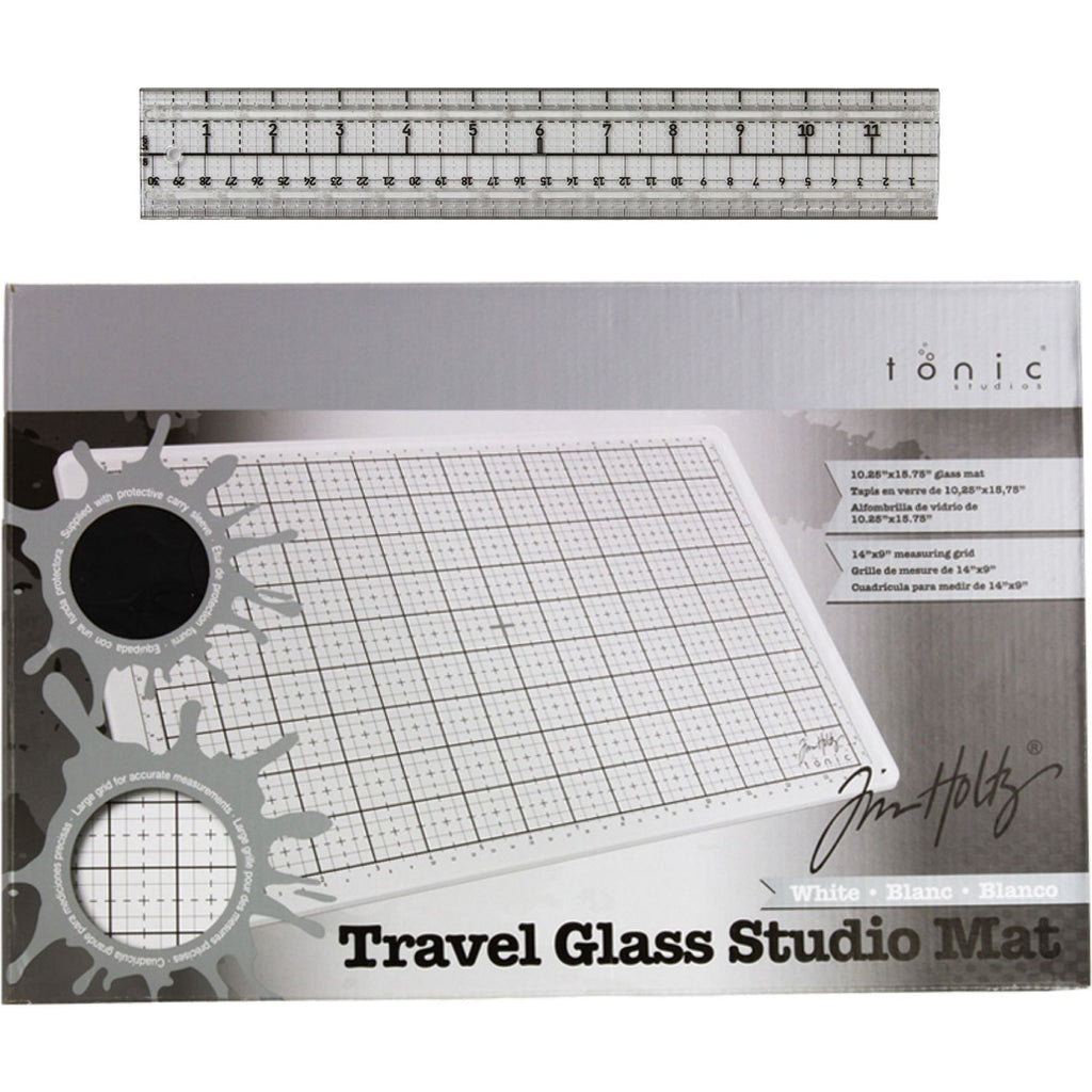 Tim Holtz Tonic Travel Glass Studio Mat And Ruler Bundle