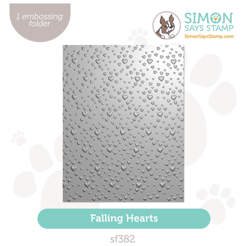 Simon Says Stamp Embossing Folder Falling Hearts sf382 Stamptember