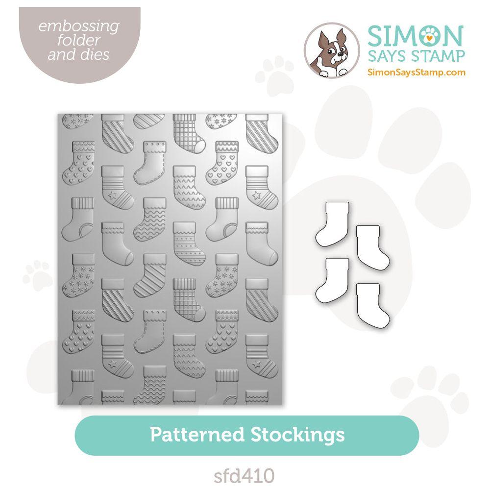 Simon Says Stamp Embossing Folder And Cutting Dies Patterned Stockings sfd410 Sweet Wishes