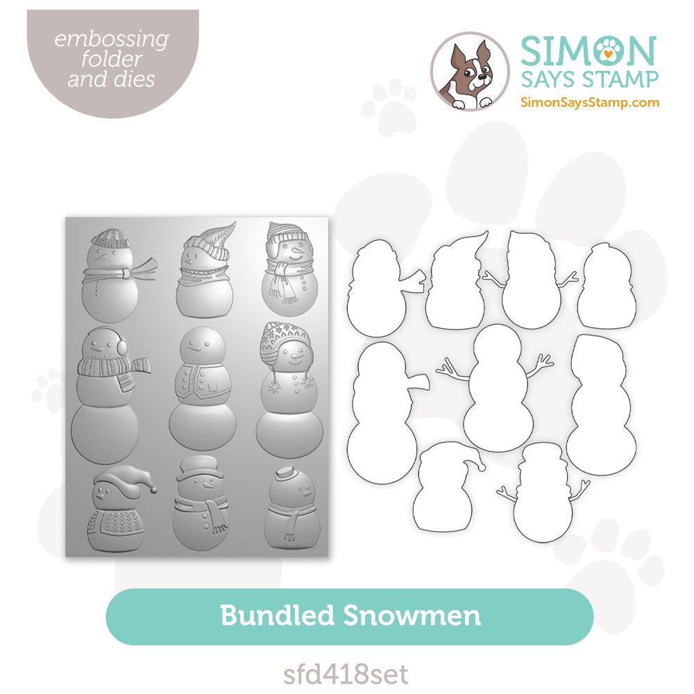 Simon Says Stamp Embossing Folder And Cutting Dies Bundled Snowmen sfd418set