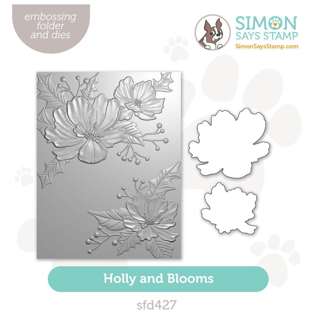 Simon Says Stamp Embossing Folder And Cutting Dies Holly And Blooms sfd427 Sweet Wishes