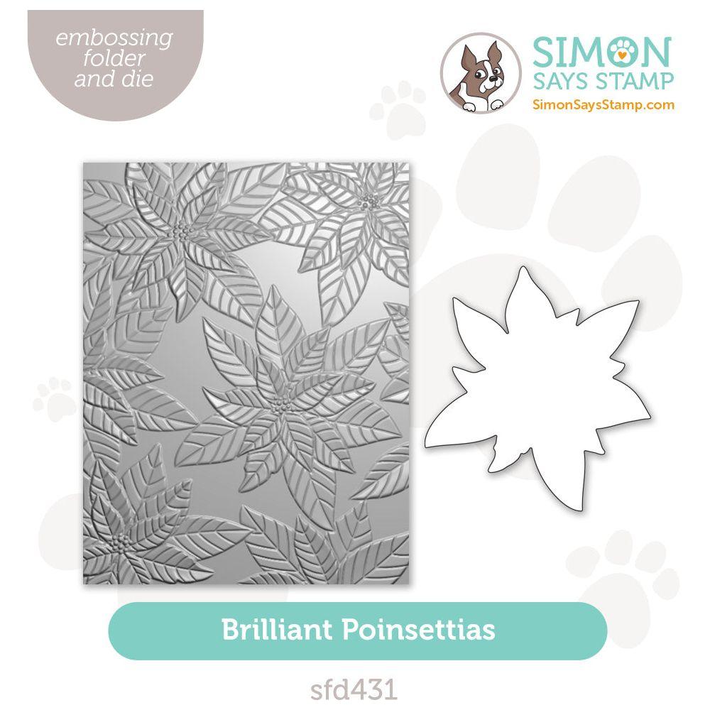 Simon Says Stamp Embossing Folder And Cutting Dies Brilliant Poinsettias sfd431 Sweet Wishes