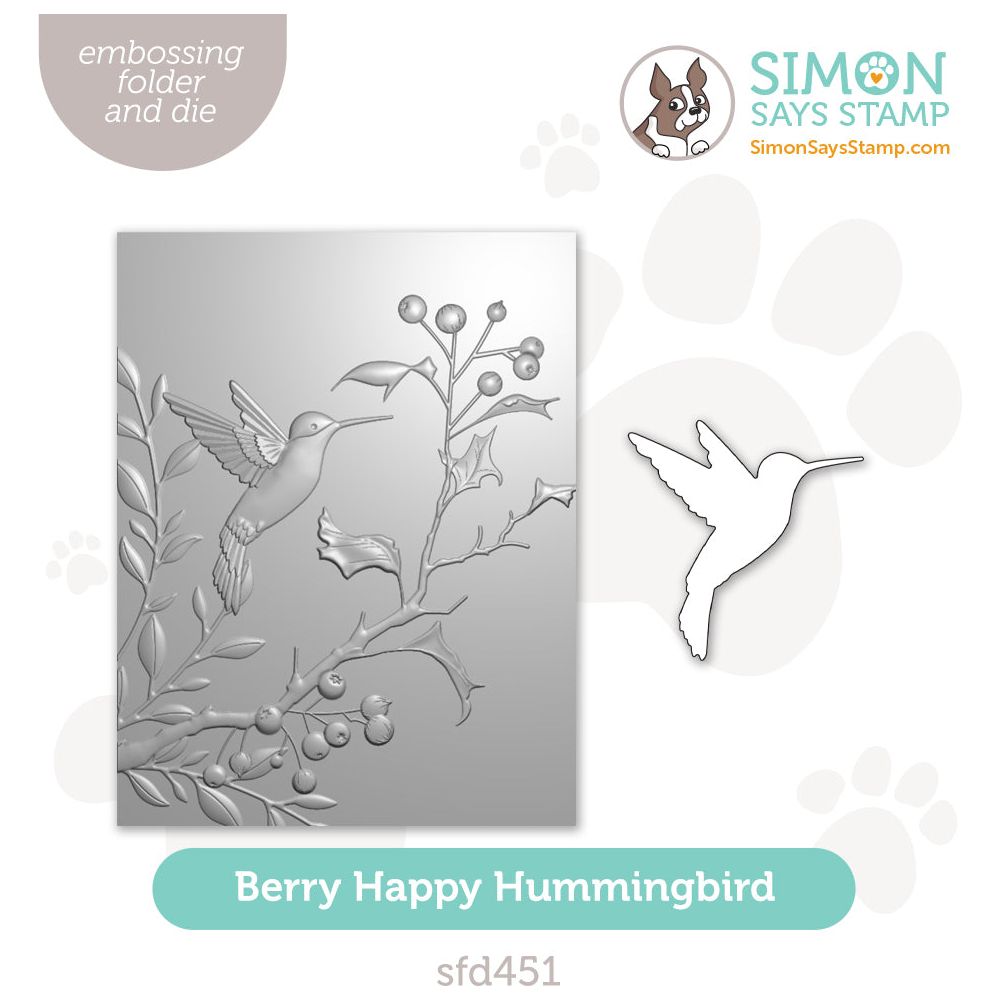 Simon Says Stamp Embossing Folder And Cutting Dies Berry Happy Hummingbird sfd451 Stamptember