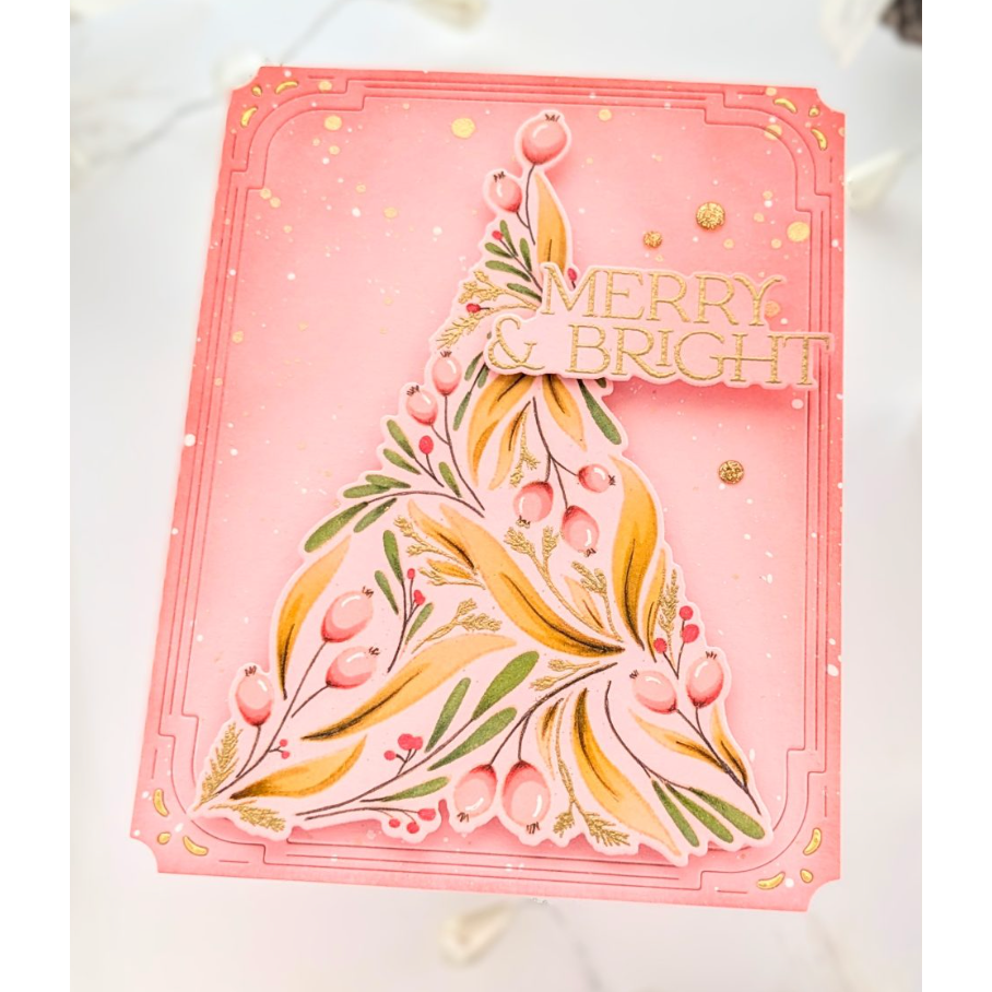 Pinkfresh Studio Festive Foliage Tree Clear Stamps 250724 Pink Christmas Card | color-code:ALT02