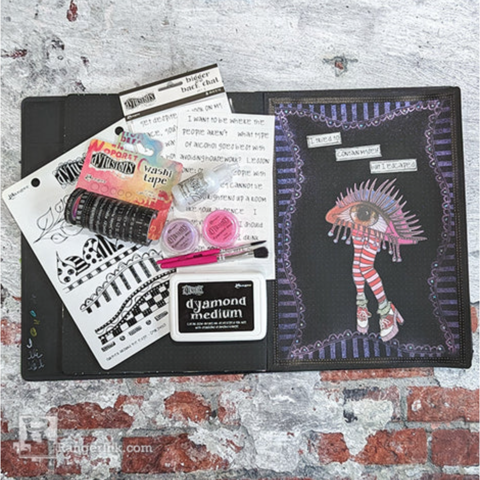 Ranger Dylusions Laidback Lilac Dyamond Dust dym83818 Shimmery Journal Page | color-code:ALT02