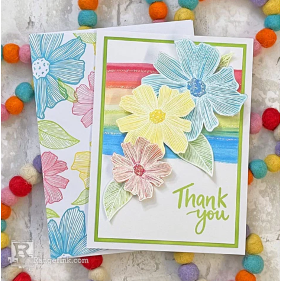 Ranger Lemon Chiffon Liquid Pearls Pearlescent Paint LPL47513 Rainbow Thank You Card | color-code:ALT01