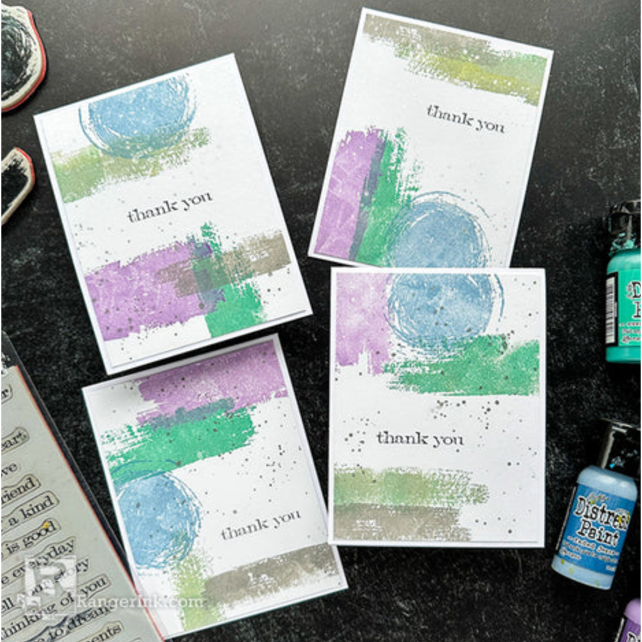 Tim Holtz Flip Top Distress Paint Dusty Concord Ranger TDF53019 Abstract Thank You Cards | color-code:ALT02