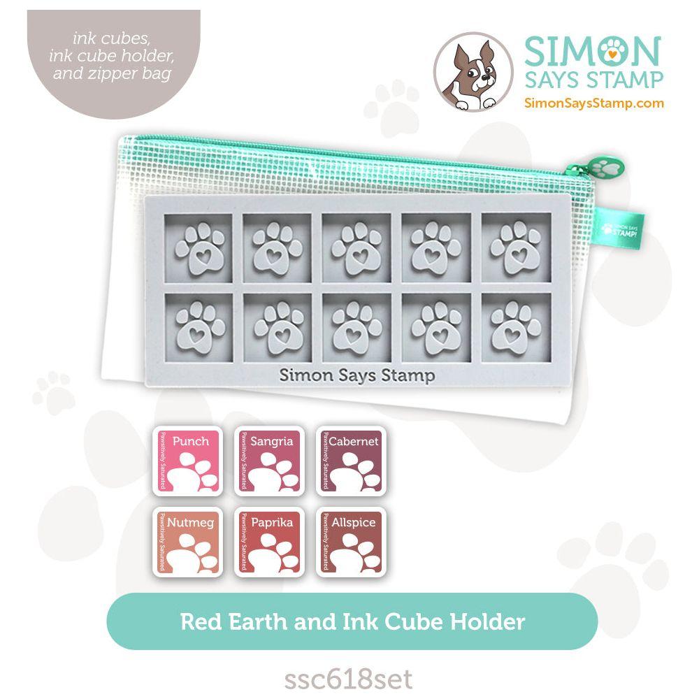 Simon Says Stamp Pawsitively Saturated Ink Cubes Red Earth And Gray Cube Holder Set ssc618set Stamptember