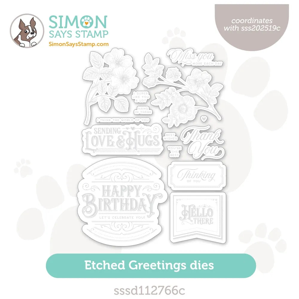 Simon Says Stamp Etched Greetings Wafer Dies sssd112766c