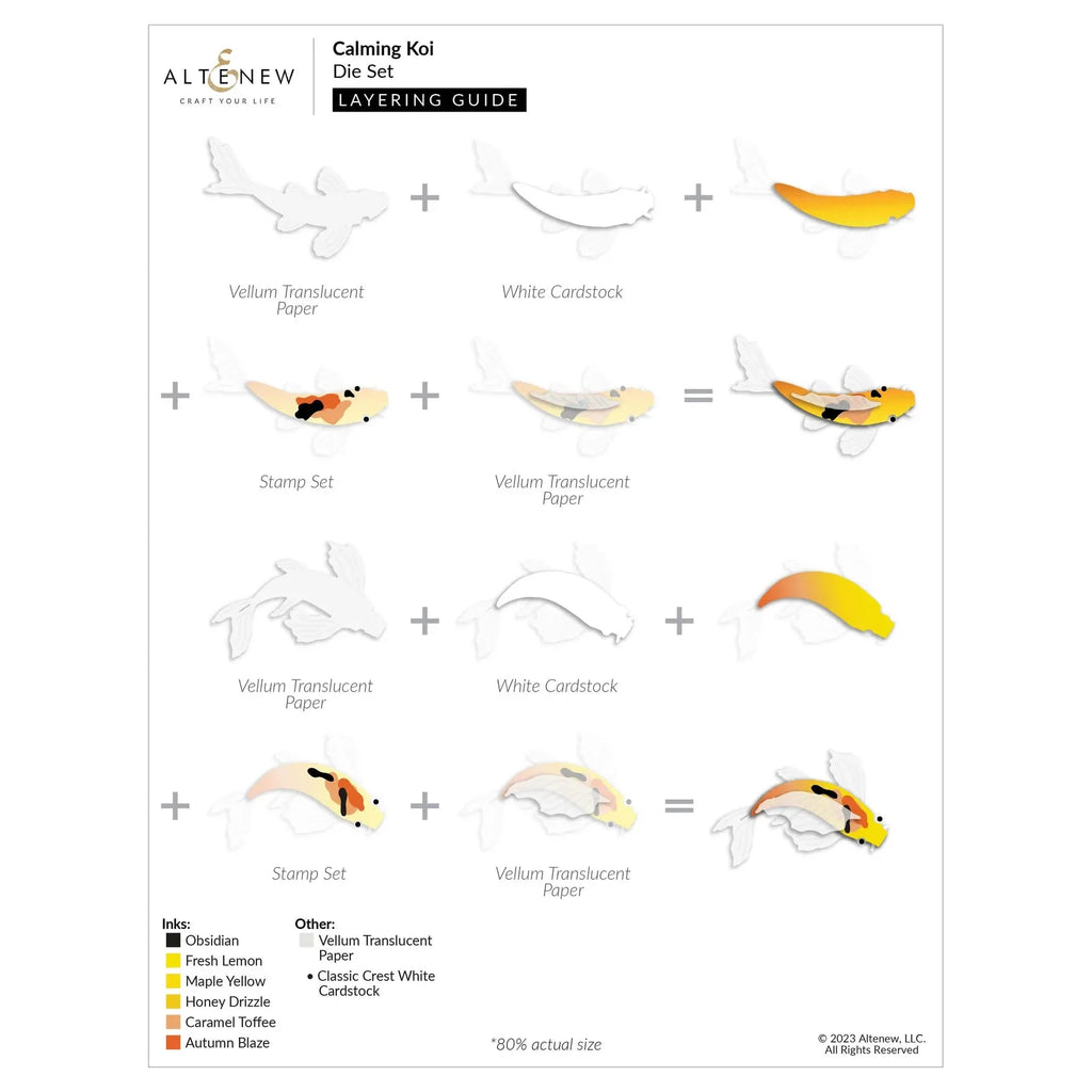 Altenew Calming Koi Clear Stamp and Die Set layering guide