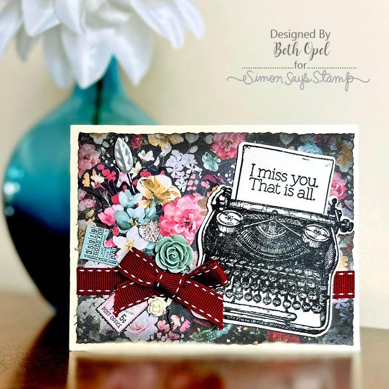 Simon Says Clear Stamps Slider Typewriter And Camera 2006ssc Miss You Card